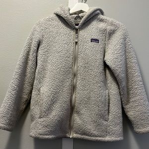 Patagonia fleece zip hooded fleece sweatshirt, kids, size XL